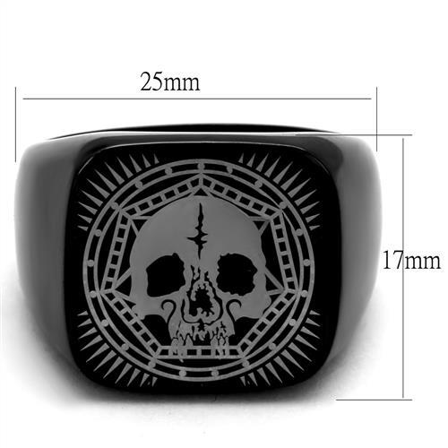 TK2306 - IP Black(Ion Plating) Stainless Steel Ring with No Stone-1