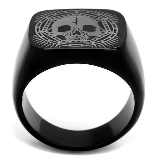 TK2306 - IP Black(Ion Plating) Stainless Steel Ring with No Stone-2