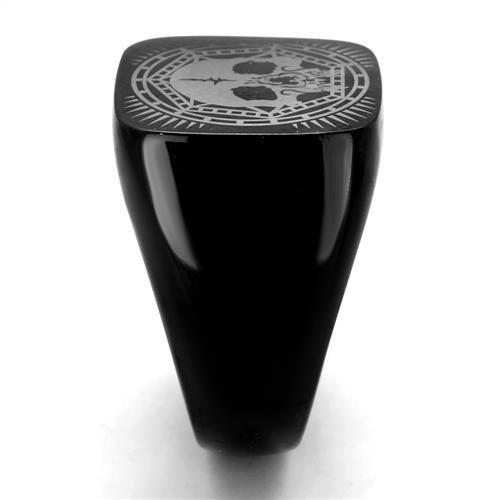 TK2306 - IP Black(Ion Plating) Stainless Steel Ring with No Stone-3