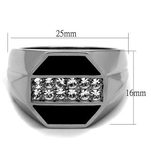 TK2309 - High polished (no plating) Stainless Steel Ring with Top Grade Crystal  in Clear-1