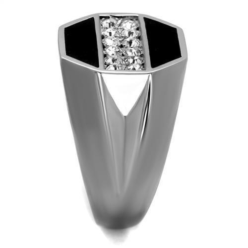 TK2309 - High polished (no plating) Stainless Steel Ring with Top Grade Crystal  in Clear-3