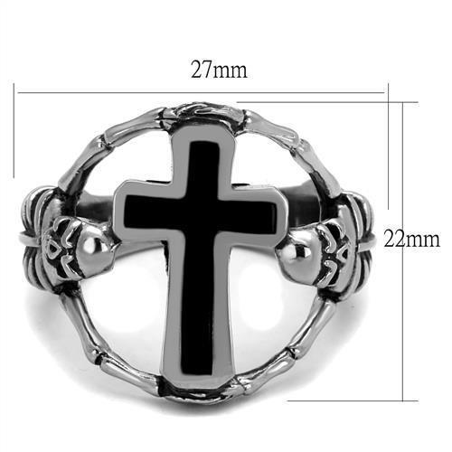 TK2313 - High polished (no plating) Stainless Steel Ring with Epoxy  in Jet-1