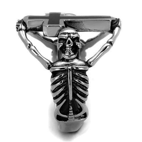 TK2313 - High polished (no plating) Stainless Steel Ring with Epoxy  in Jet-3