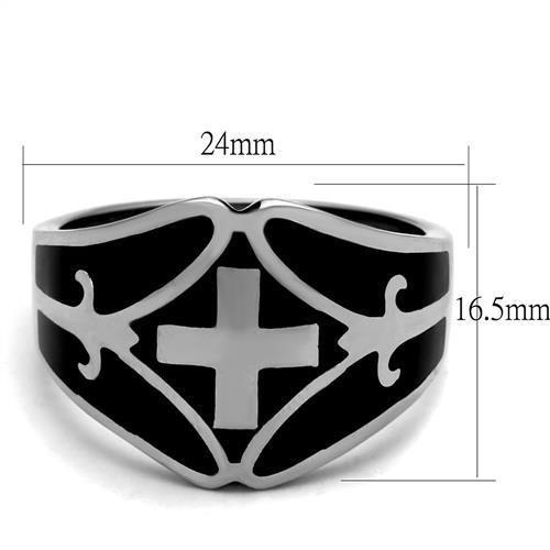 TK2314 - High polished (no plating) Stainless Steel Ring with Epoxy  in Jet-1