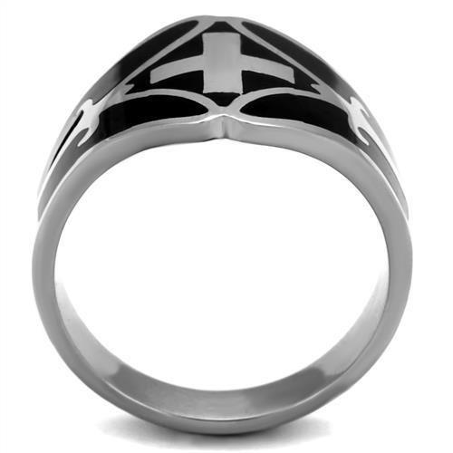 TK2314 - High polished (no plating) Stainless Steel Ring with Epoxy  in Jet-2