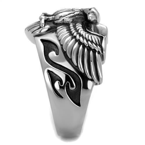 TK2319 - High polished (no plating) Stainless Steel Ring with Epoxy  in Jet-3