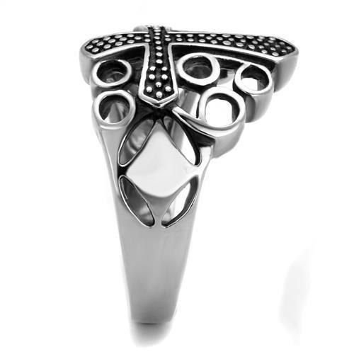 TK2320 - High polished (no plating) Stainless Steel Ring with Epoxy  in Jet-3