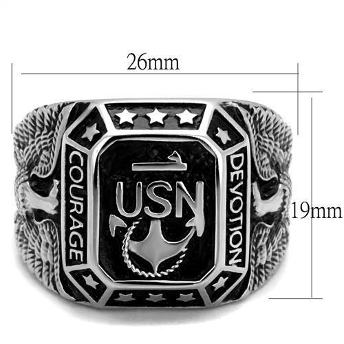 TK2325 - High polished (no plating) Stainless Steel Ring with Epoxy  in Jet-1