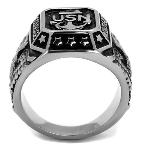 TK2325 - High polished (no plating) Stainless Steel Ring with Epoxy  in Jet-2