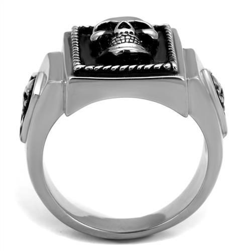 TK2326 - High polished (no plating) Stainless Steel Ring with Epoxy  in Jet-2