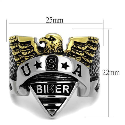 TK2327 - Two-Tone IP Gold (Ion Plating) Stainless Steel Ring with Epoxy  in Jet-1