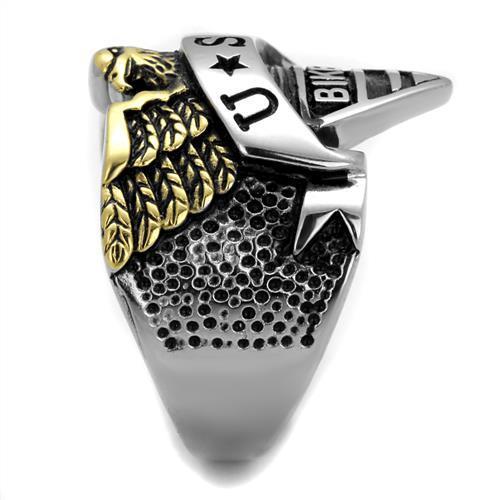 TK2327 - Two-Tone IP Gold (Ion Plating) Stainless Steel Ring with Epoxy  in Jet-3