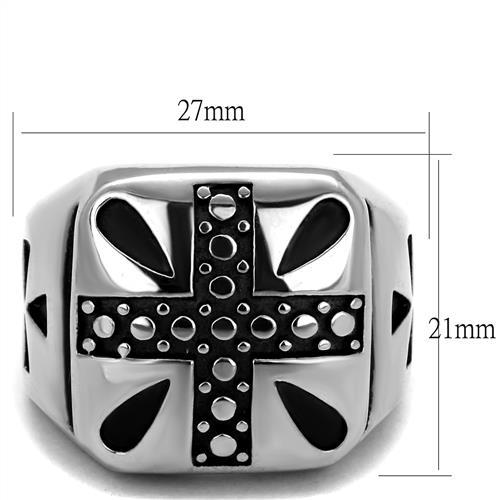 TK2331 - High polished (no plating) Stainless Steel Ring with Epoxy  in Jet-1