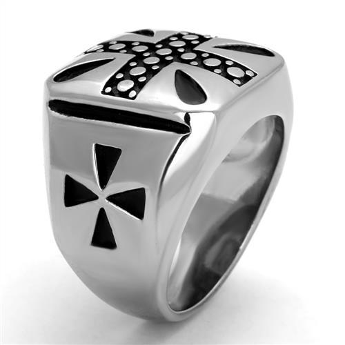 TK2331 - High polished (no plating) Stainless Steel Ring with Epoxy  in Jet-3