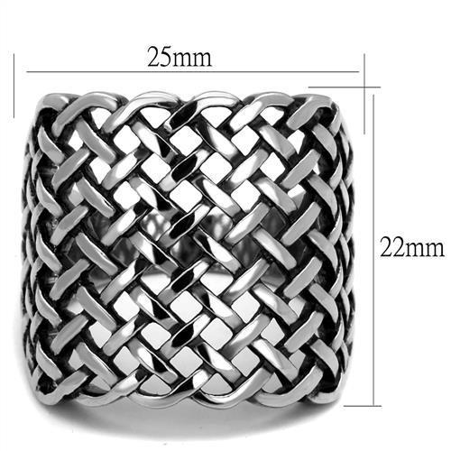 TK2333 - High polished (no plating) Stainless Steel Ring with Epoxy  in Jet-1