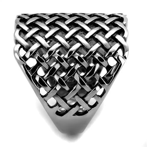 TK2333 - High polished (no plating) Stainless Steel Ring with Epoxy  in Jet-3