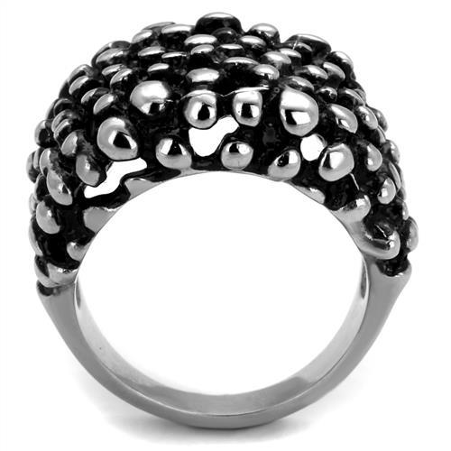 TK2334 - High polished (no plating) Stainless Steel Ring with Epoxy  in Jet-2