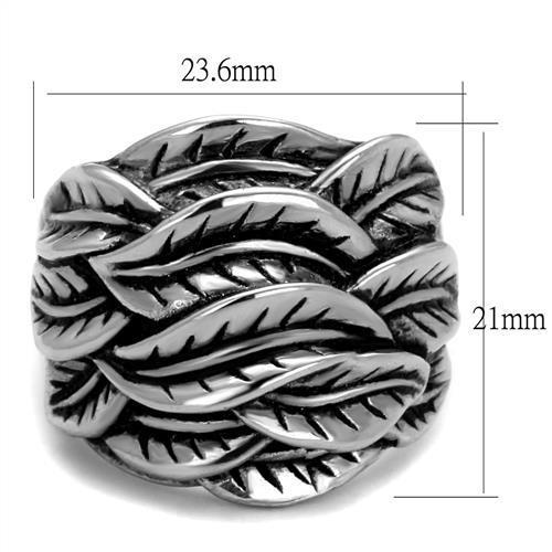 TK2336 - High polished (no plating) Stainless Steel Ring with Epoxy  in Jet-1
