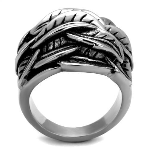 TK2336 - High polished (no plating) Stainless Steel Ring with Epoxy  in Jet-2