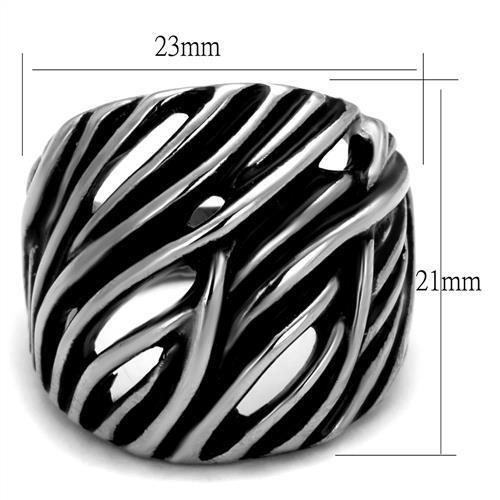 TK2338 - High polished (no plating) Stainless Steel Ring with Epoxy  in Jet-1