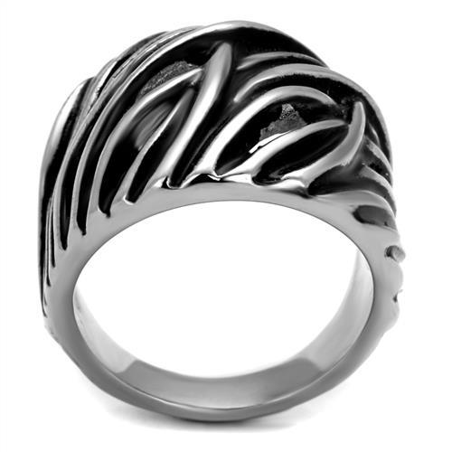 TK2338 - High polished (no plating) Stainless Steel Ring with Epoxy  in Jet-2