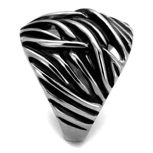 TK2338 - High polished (no plating) Stainless Steel Ring with Epoxy  in Jet-3