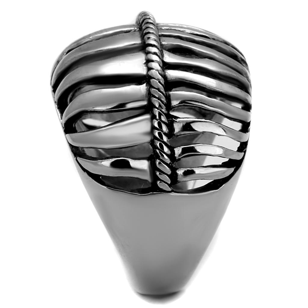 TK2341 - High polished (no plating) Stainless Steel Ring with Epoxy  in Jet-3