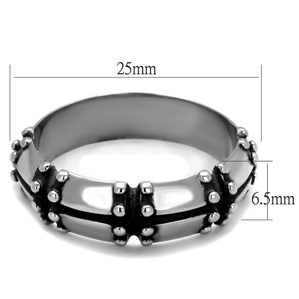 TK2342 - High polished (no plating) Stainless Steel Ring with Epoxy  in Jet-1