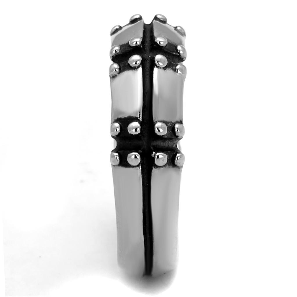 TK2342 - High polished (no plating) Stainless Steel Ring with Epoxy  in Jet-3