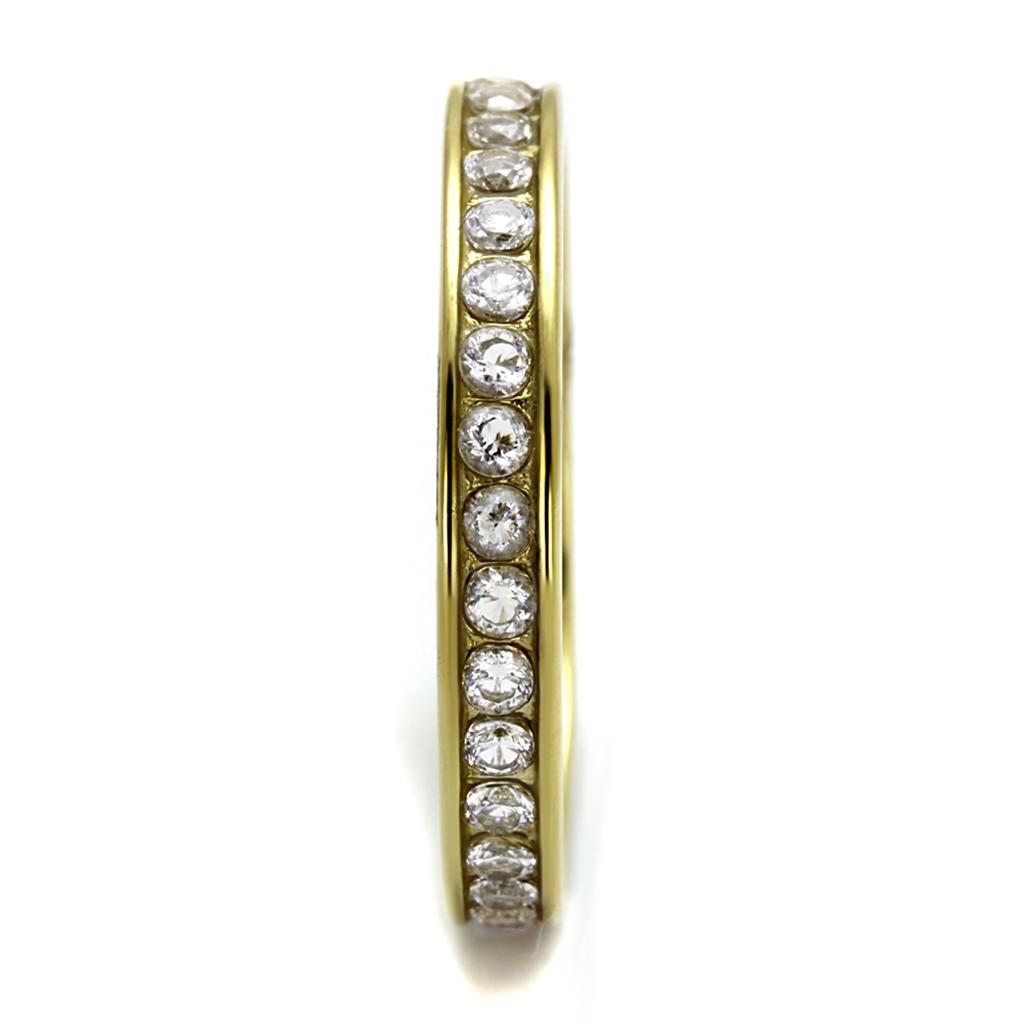 TK2343G - IP Gold(Ion Plating) Stainless Steel Ring with AAA Grade CZ  in Clear-3