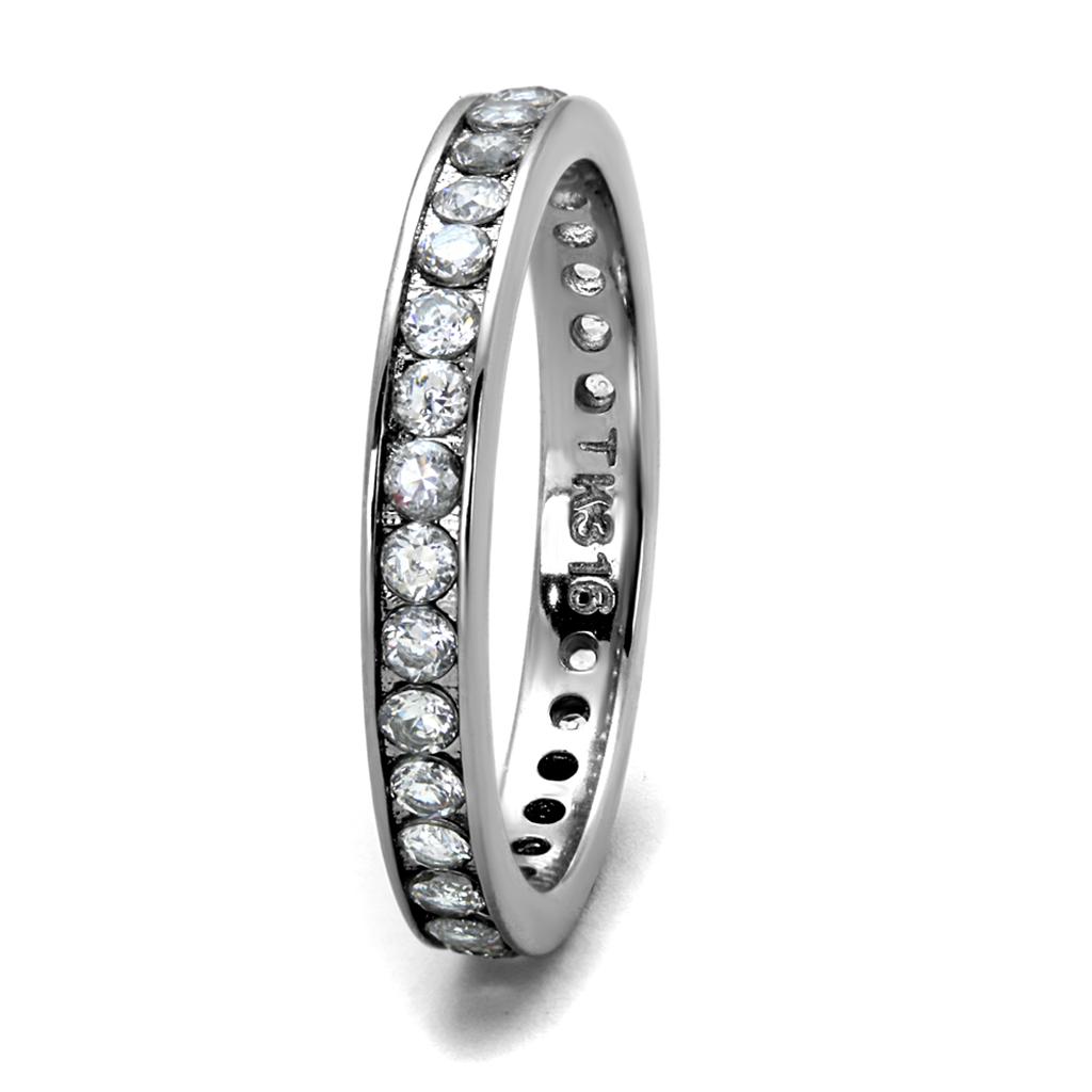 TK2343 - High polished (no plating) Stainless Steel Ring with AAA Grade CZ  in Clear-3