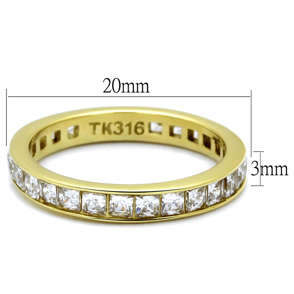 TK2344G - IP Gold(Ion Plating) Stainless Steel Ring with AAA Grade CZ  in Clear-1