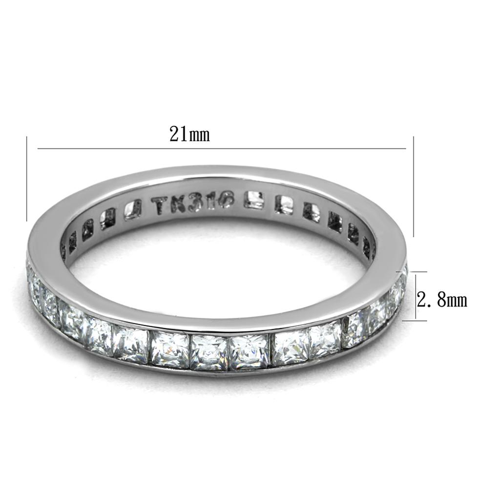 TK2344 - High polished (no plating) Stainless Steel Ring with AAA Grade CZ  in Clear-1