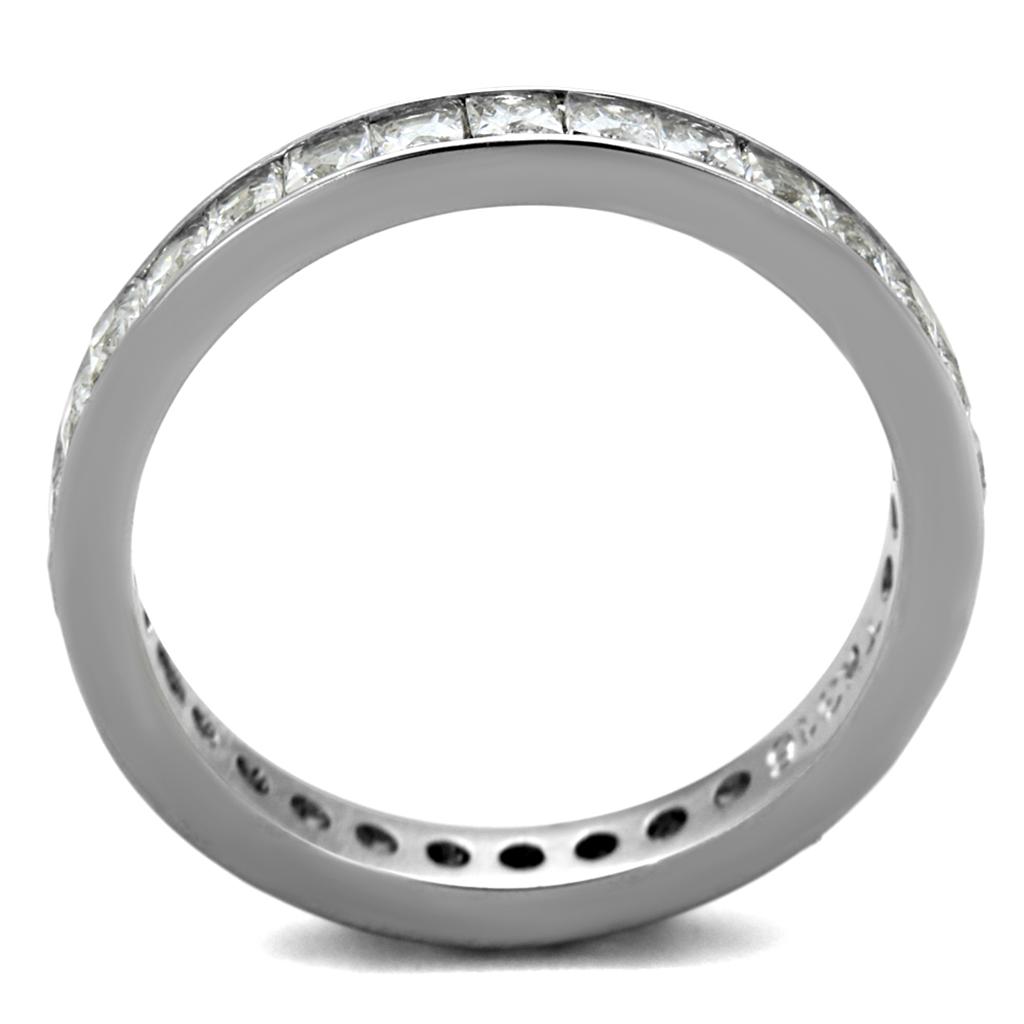 TK2344 - High polished (no plating) Stainless Steel Ring with AAA Grade CZ  in Clear-2