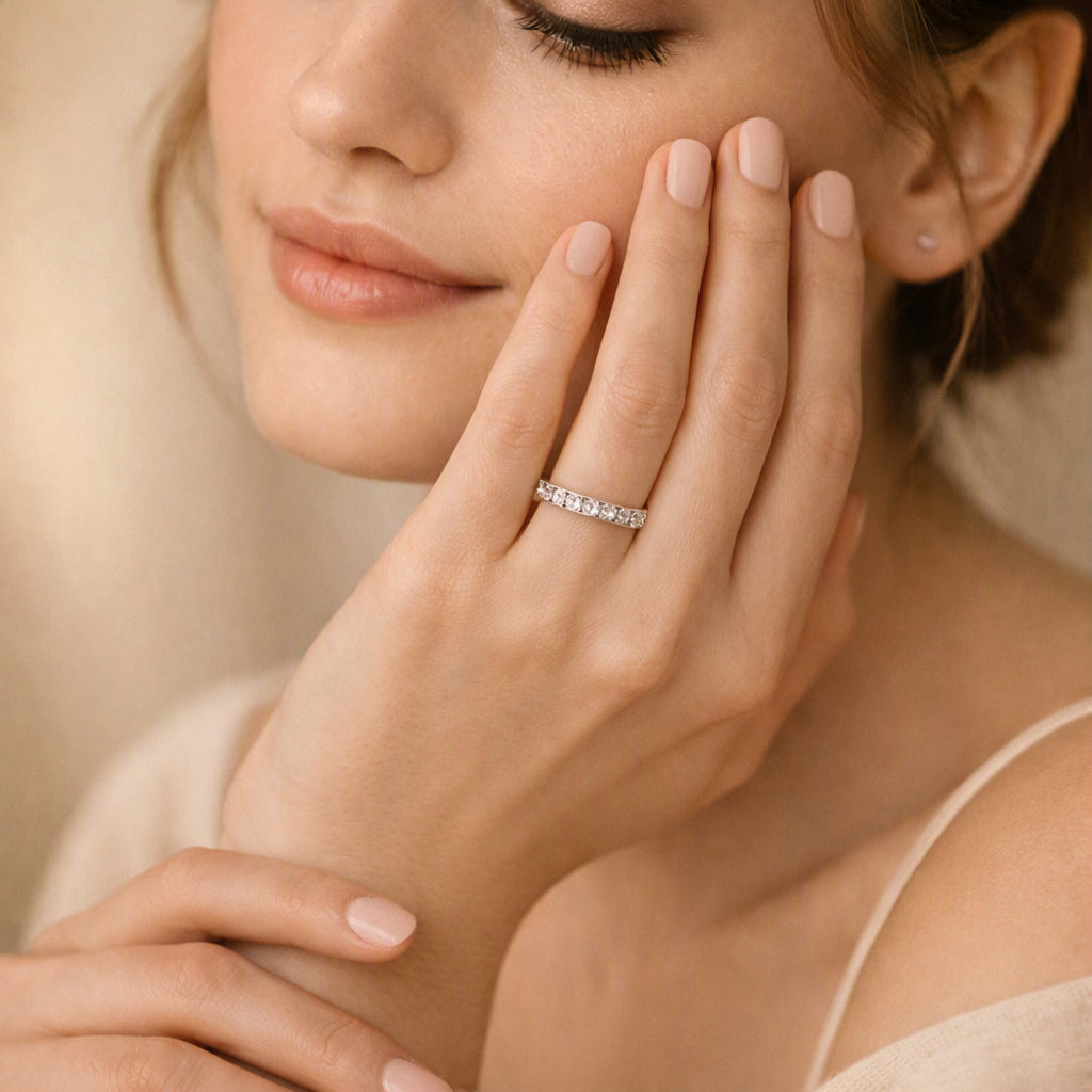 TK2344 - High polished (no plating) Stainless Steel Ring with AAA Grade CZ  in Clear-4