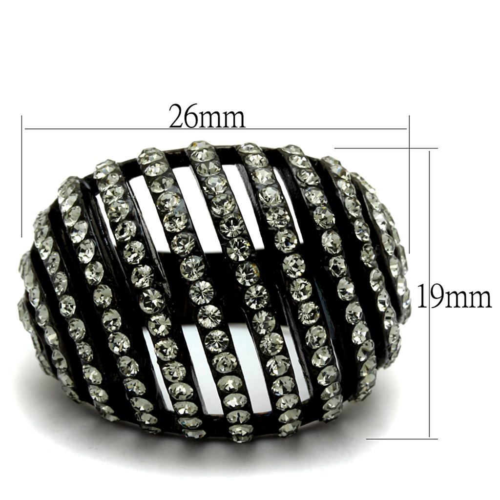 TK2345 - IP Black(Ion Plating) Stainless Steel Ring with Top Grade Crystal  in Black Diamond-1