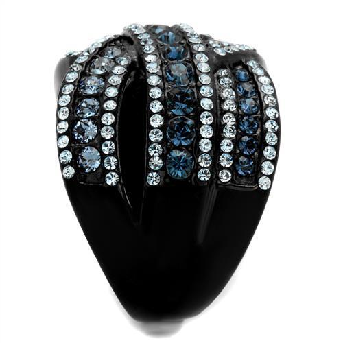 TK2352 - IP Black(Ion Plating) Stainless Steel Ring with Top Grade Crystal  in Montana-3