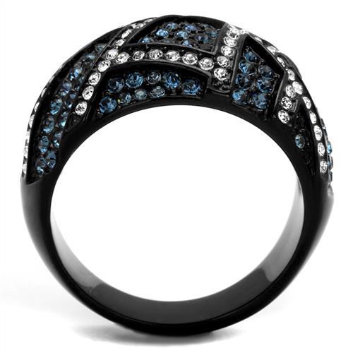 TK2353 - IP Black(Ion Plating) Stainless Steel Ring with Top Grade Crystal  in Montana-2