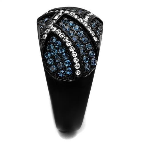 TK2353 - IP Black(Ion Plating) Stainless Steel Ring with Top Grade Crystal  in Montana-3