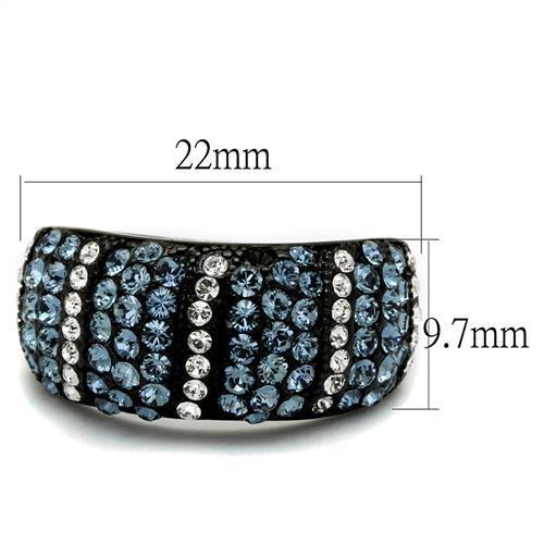 TK2355 - IP Black(Ion Plating) Stainless Steel Ring with Top Grade Crystal  in Montana-1