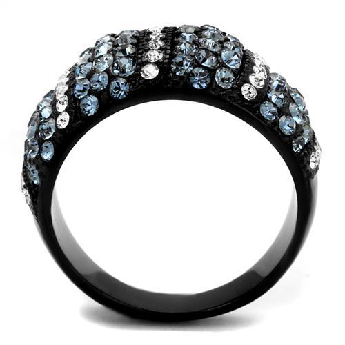 TK2355 - IP Black(Ion Plating) Stainless Steel Ring with Top Grade Crystal  in Montana-2