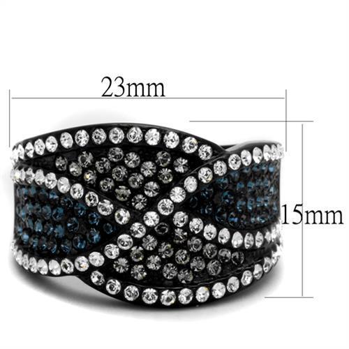 TK2357 - IP Black(Ion Plating) Stainless Steel Ring with Top Grade Crystal  in Montana-1