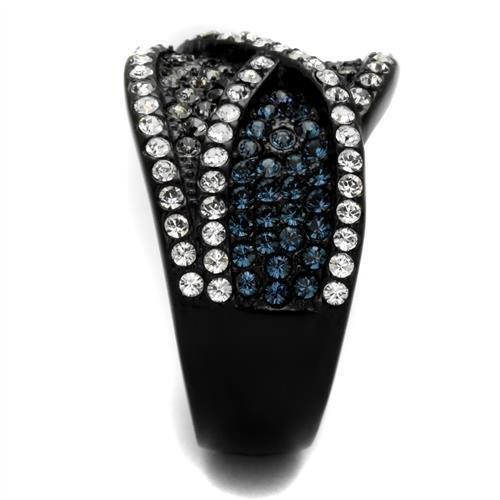 TK2357 - IP Black(Ion Plating) Stainless Steel Ring with Top Grade Crystal  in Montana-3