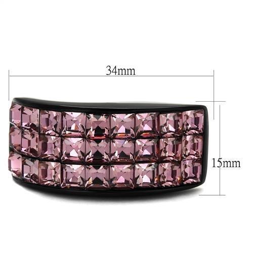 TK2359 - IP Black(Ion Plating) Stainless Steel Ring with Top Grade Crystal  in Light Rose-1