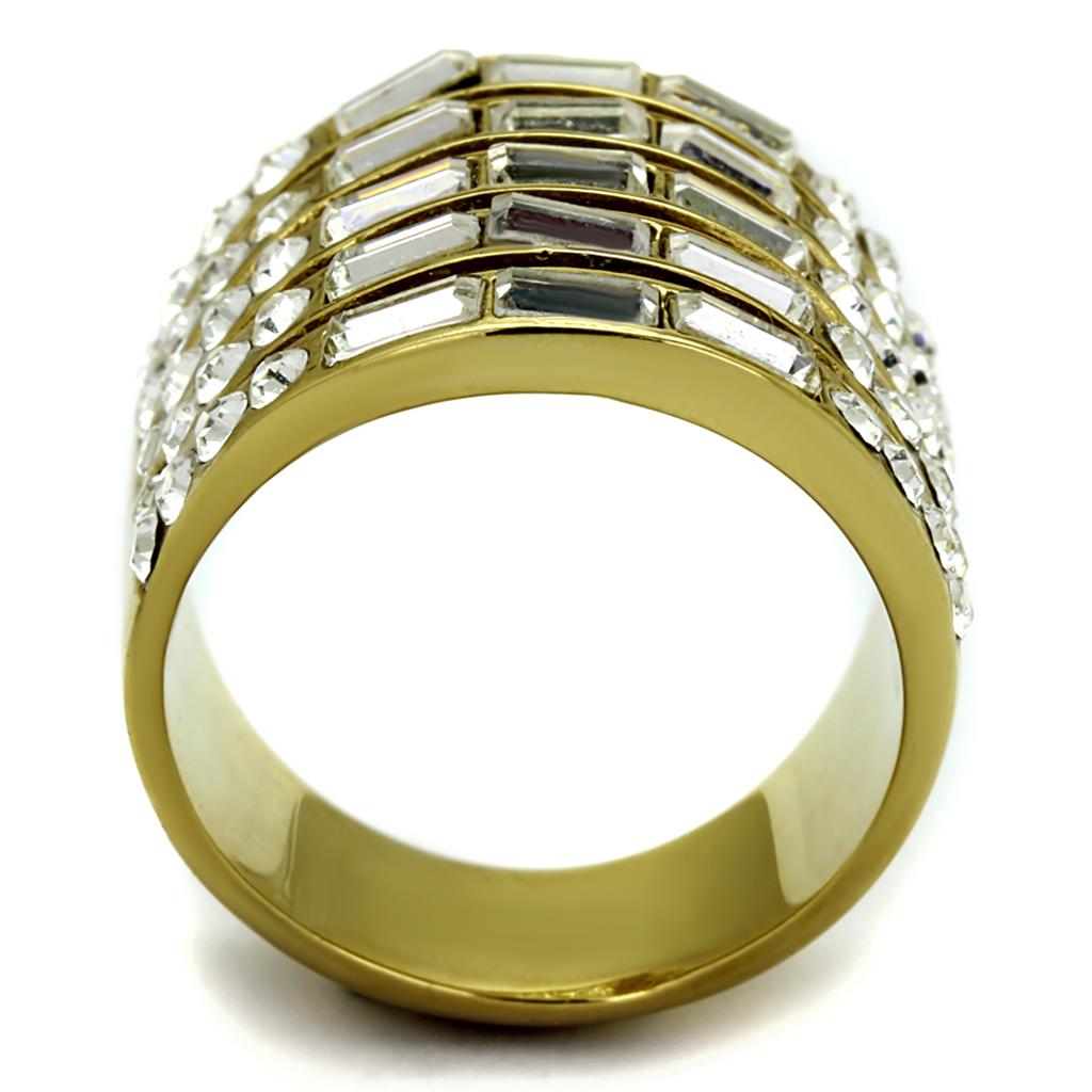 TK2362 - IP Gold(Ion Plating) Stainless Steel Ring with Top Grade Crystal  in Clear-2