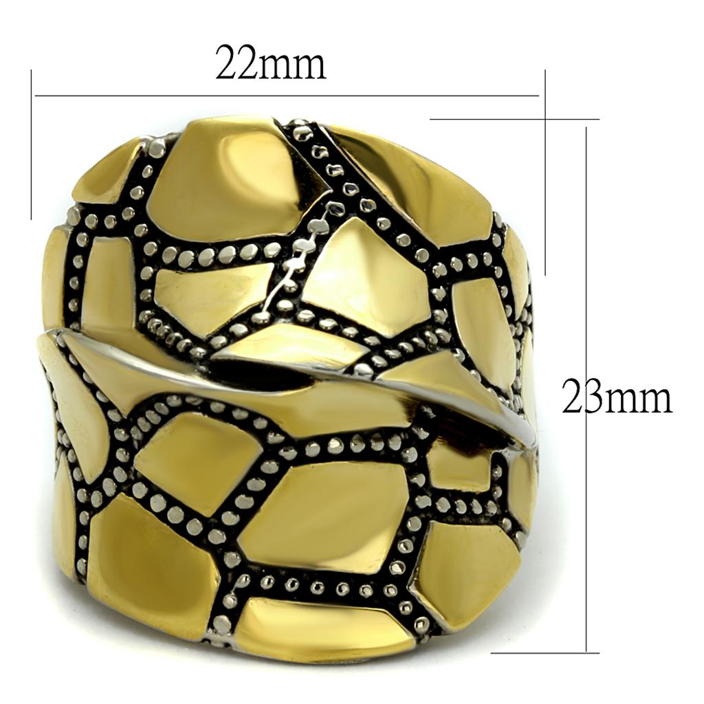 TK2368 - Two-Tone IP Gold (Ion Plating) Stainless Steel Ring with Epoxy  in Jet-1