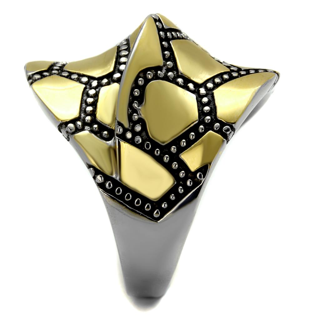 TK2368 - Two-Tone IP Gold (Ion Plating) Stainless Steel Ring with Epoxy  in Jet-3