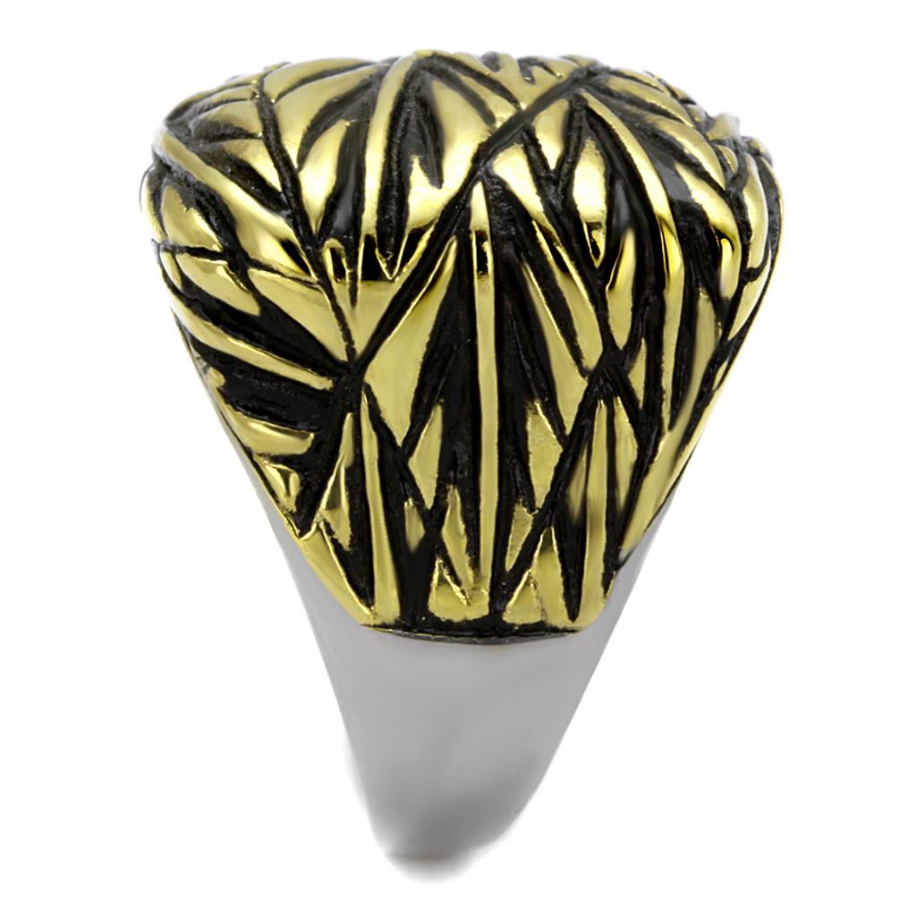TK2370 - Two-Tone IP Gold (Ion Plating) Stainless Steel Ring with Epoxy  in Jet-3