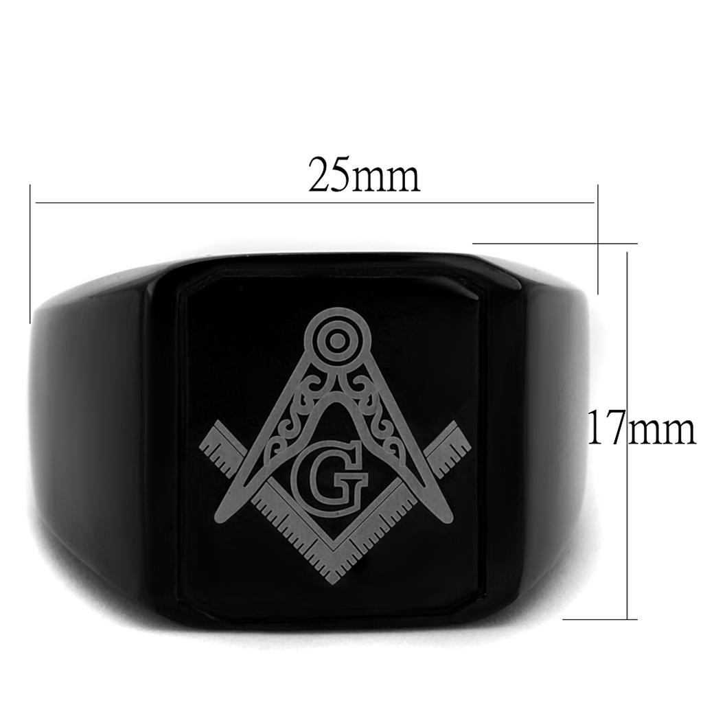 TK2371 - IP Black(Ion Plating) Stainless Steel Ring with No Stone-1