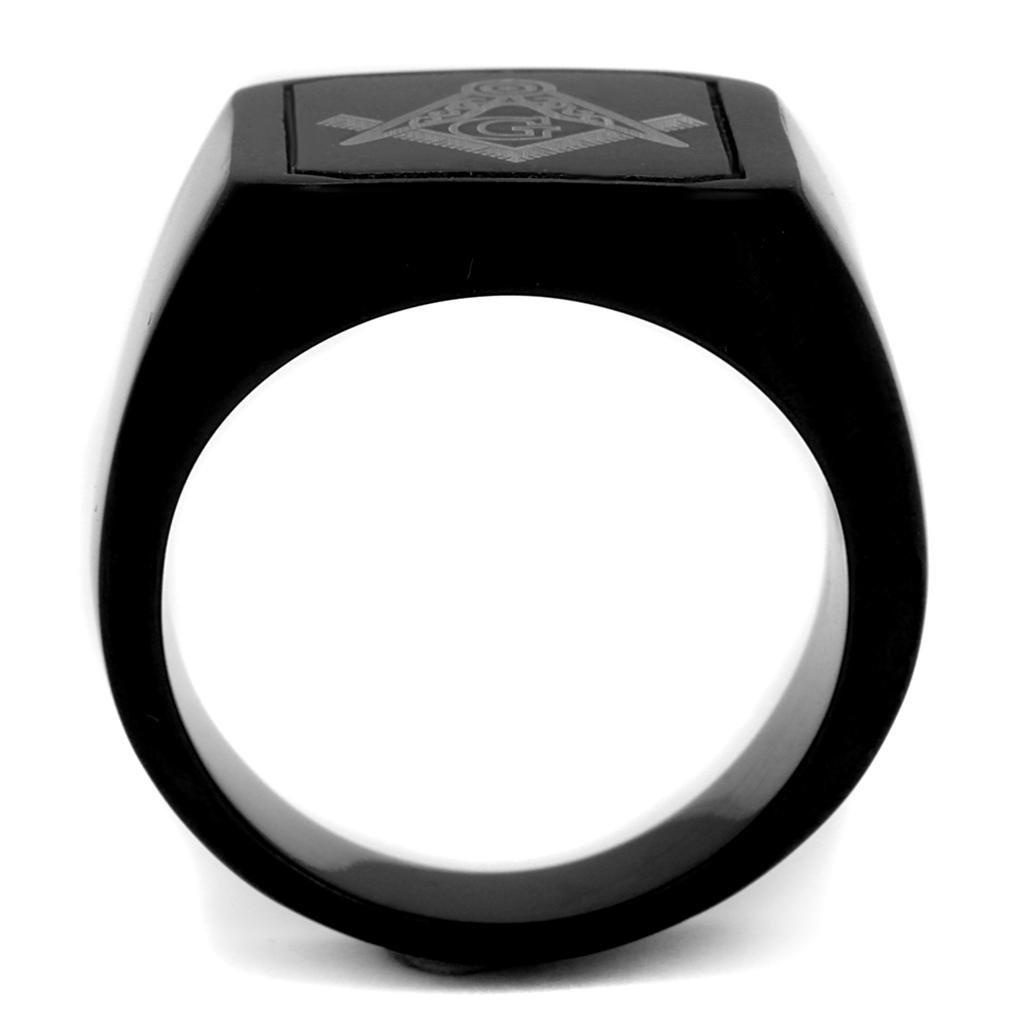 TK2371 - IP Black(Ion Plating) Stainless Steel Ring with No Stone-3